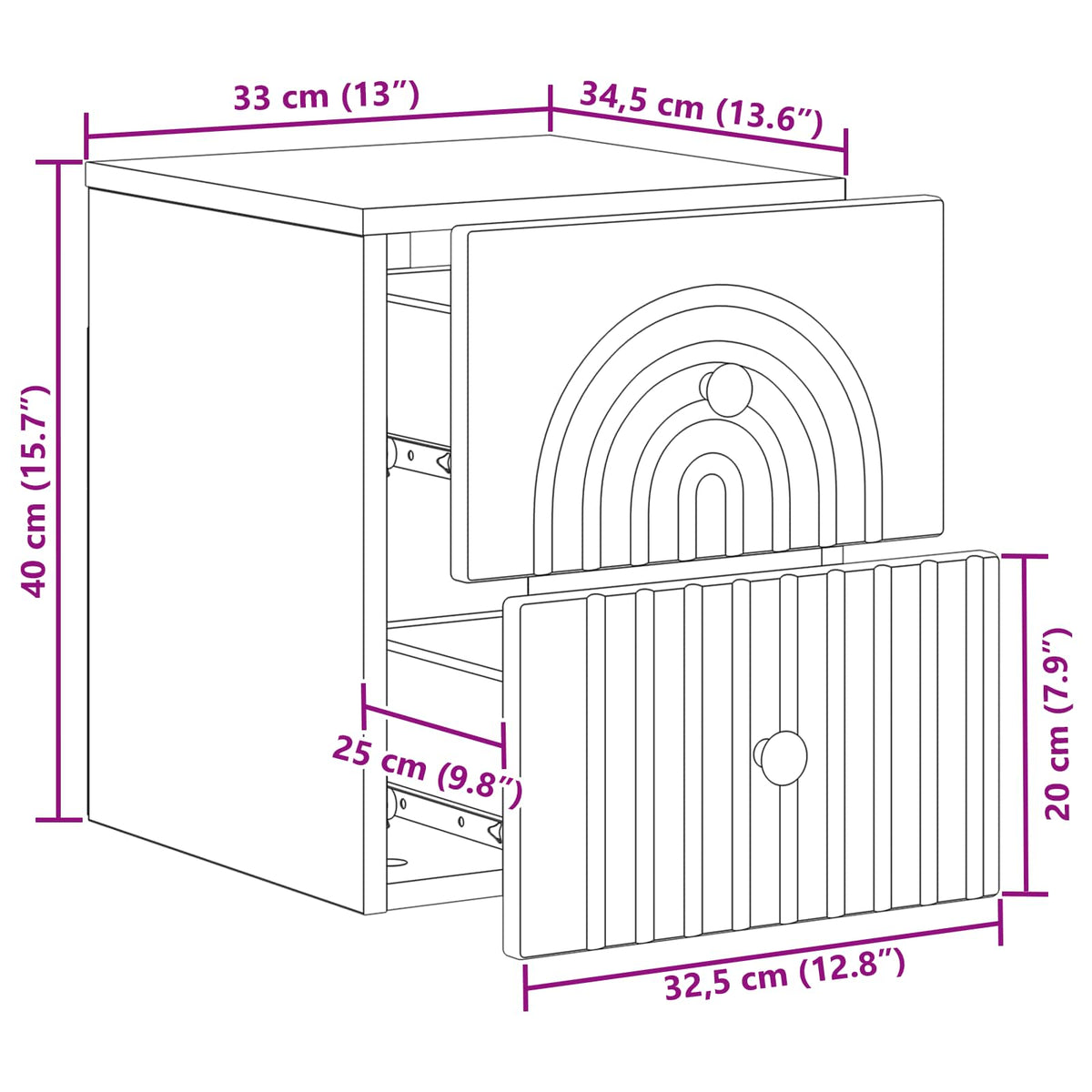 Wall-Mounted Bedside Cabinet White 33 x 34.5 x 40 cm