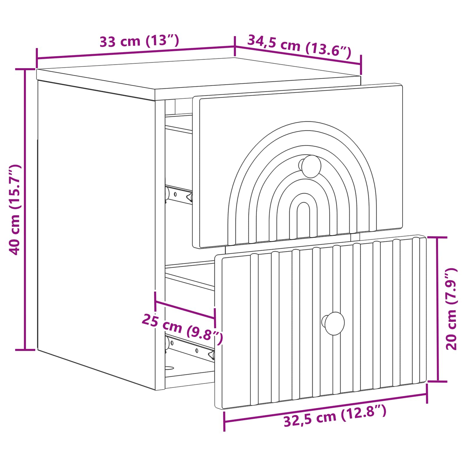 Wall-Mounted Bedside Cabinet White 33 x 34.5 x 40 cm