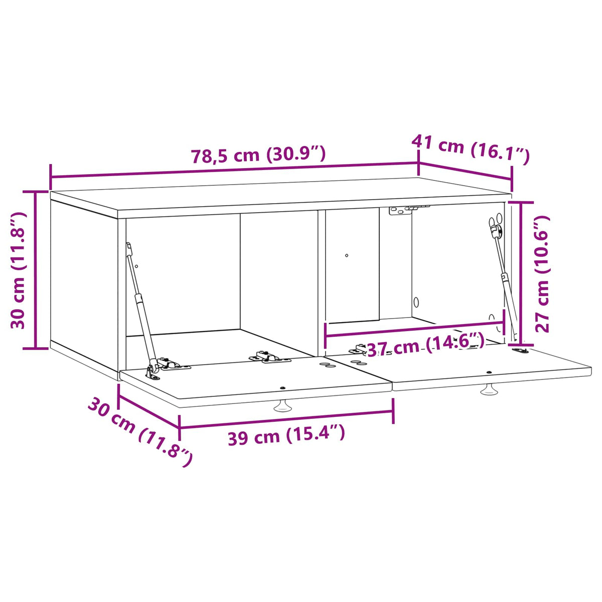Wall-Mounted TV Cabinet White 78.5 x 41 x 30 cm Engineered Wood