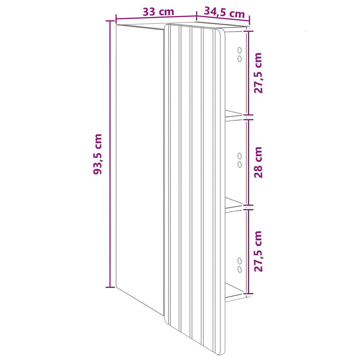Wall-Mounted Cabinet White 33 x 34.5 x 94 cm Engineered Wood