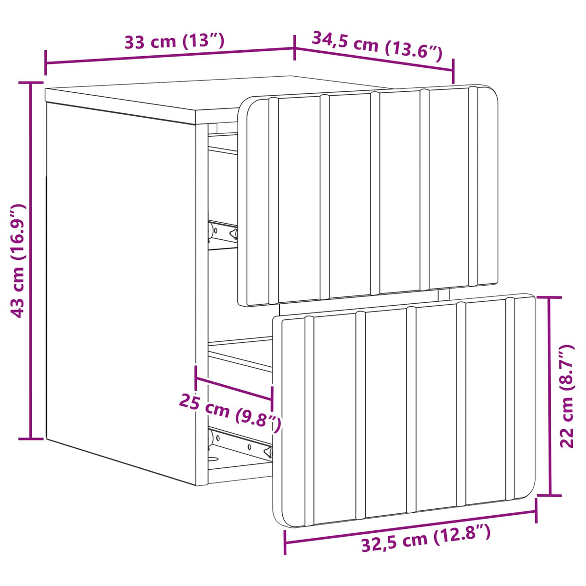 Wall-Mounted Bedside Cabinet White 33 x 34.5 x 43 cm