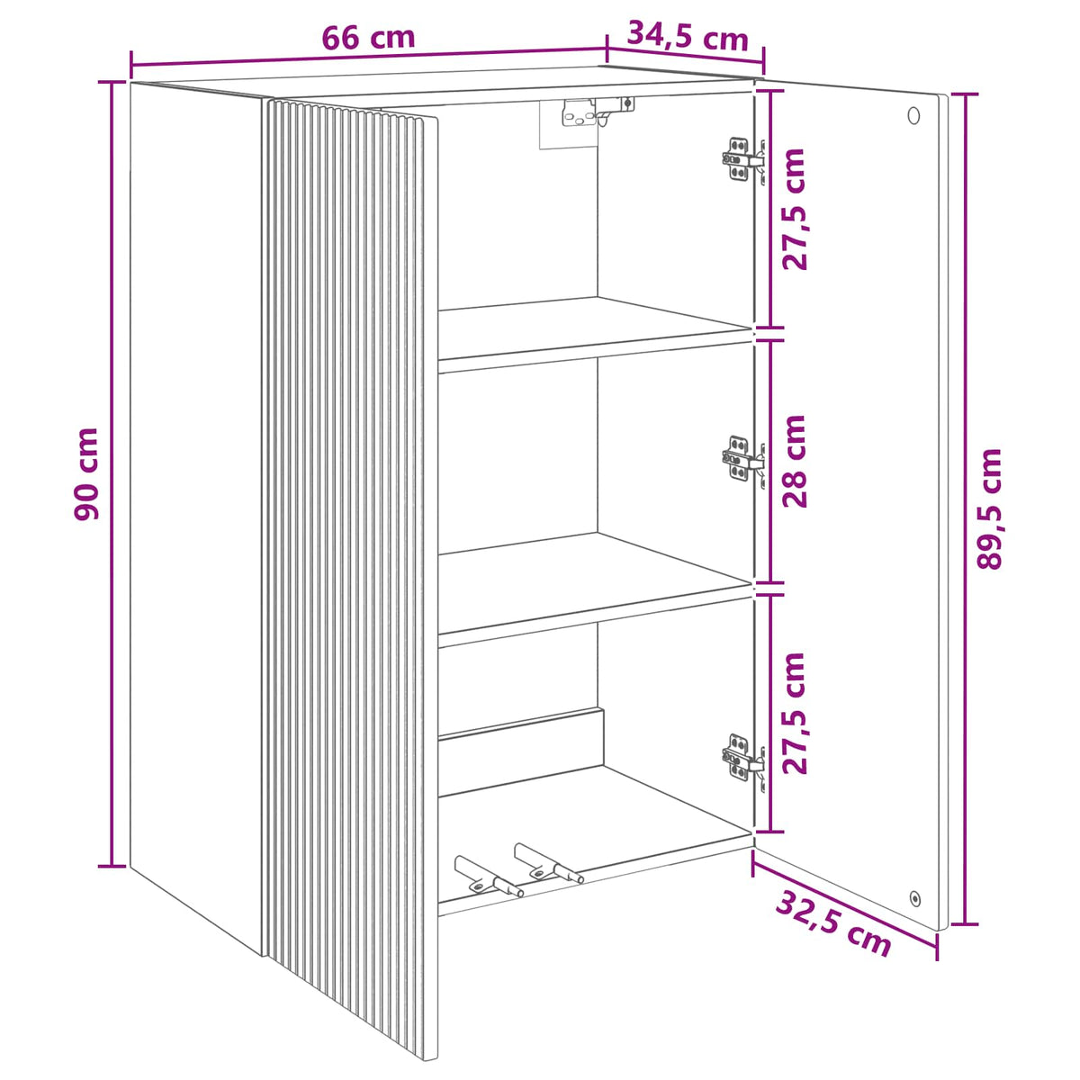Wall-Mounted Cabinet White 66 x 34.5 x 90 cm Engineered Wood