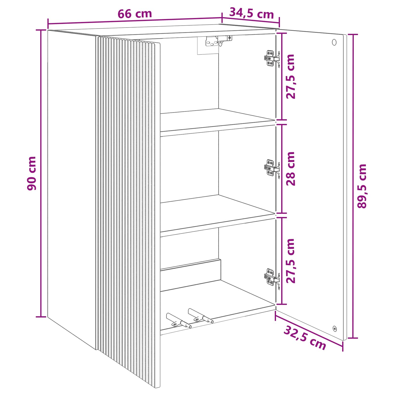 Wall-Mounted Cabinet White 66 x 34.5 x 90 cm Engineered Wood