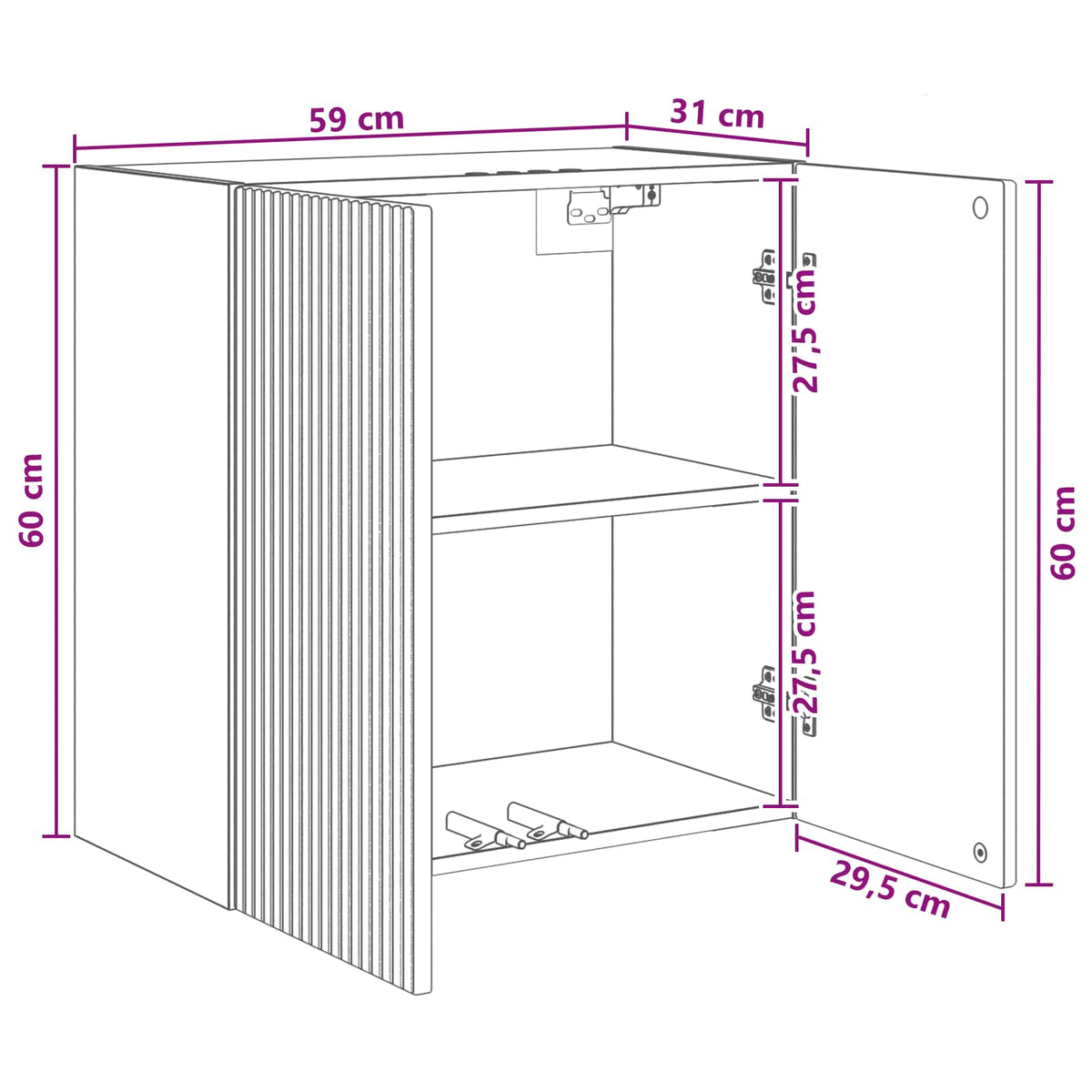 Wall-Mounted Cabinet White 59 x 31 x 60 cm Engineered Wood