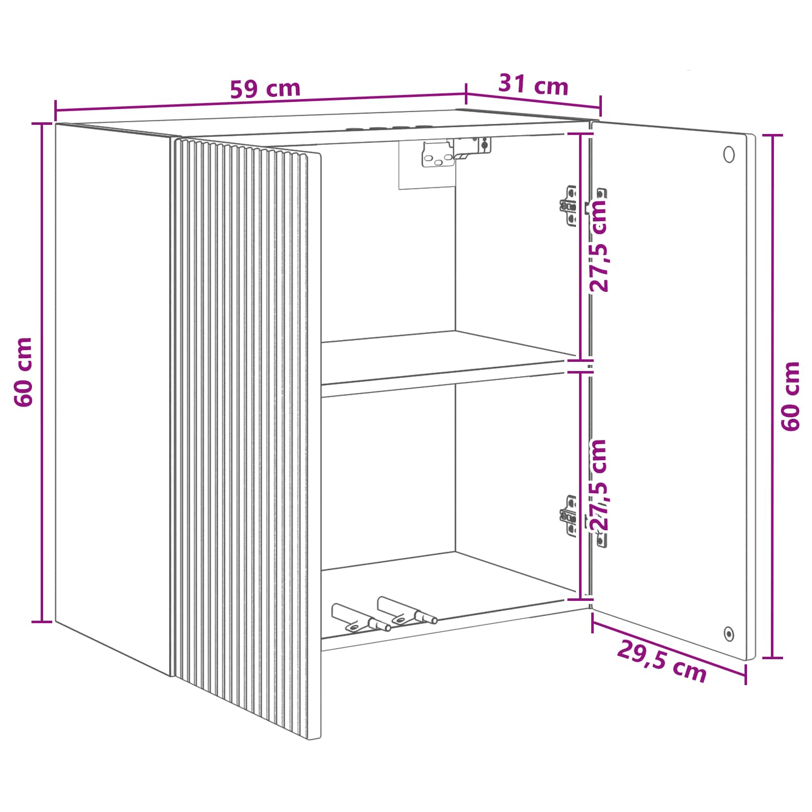 Wall-Mounted Cabinet White 59 x 31 x 60 cm Engineered Wood