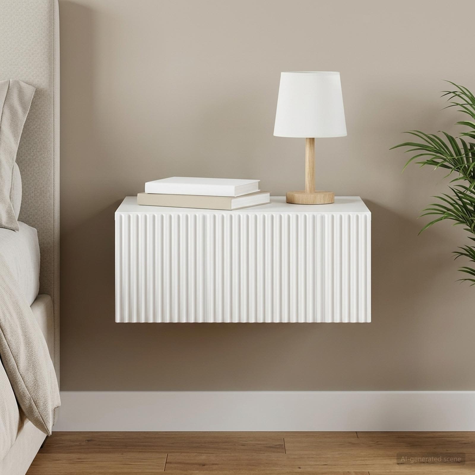 Wall-Mounted Bedside Cabinet White 49 x 34.5 x 20 cm