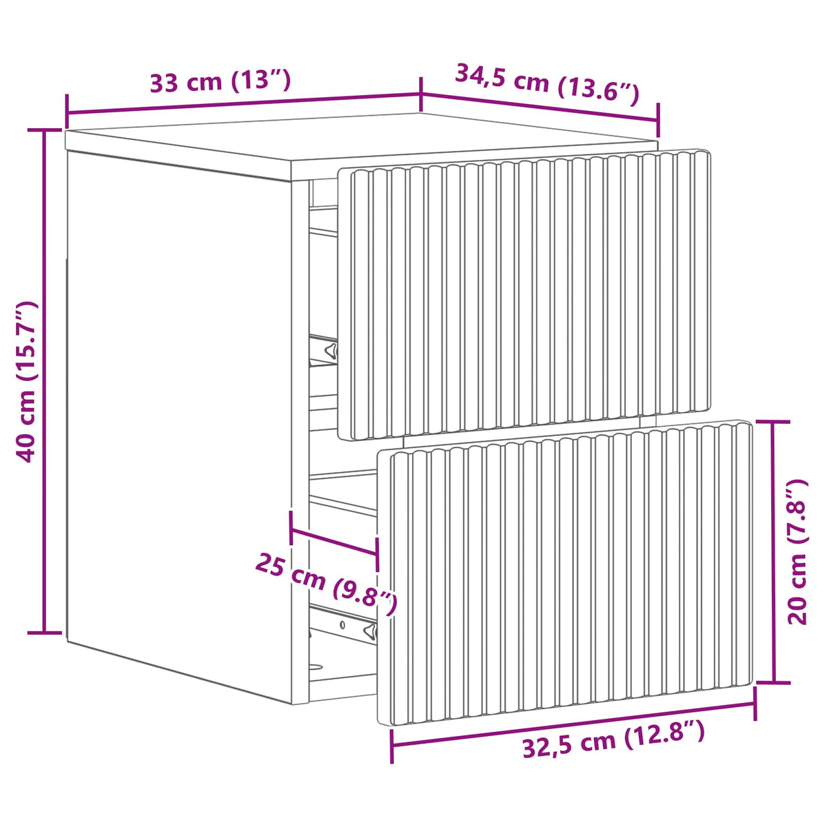 Wall-Mounted Bedside Cabinet White 33 x 34.5 x 40 cm