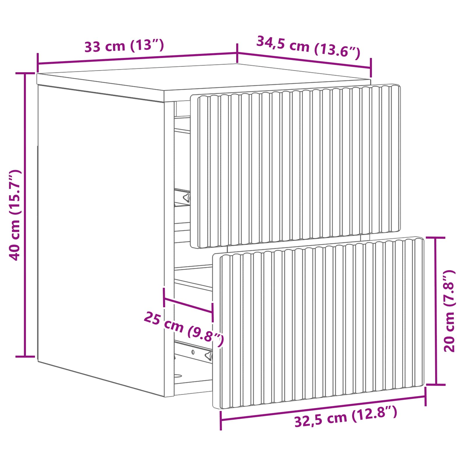 Wall-Mounted Bedside Cabinet White 33 x 34.5 x 40 cm