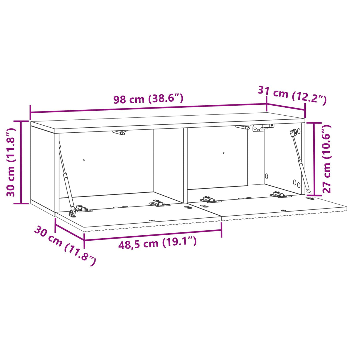 Wall-Mounted TV Cabinet White 98 x 31 x 30 cm Engineered Wood