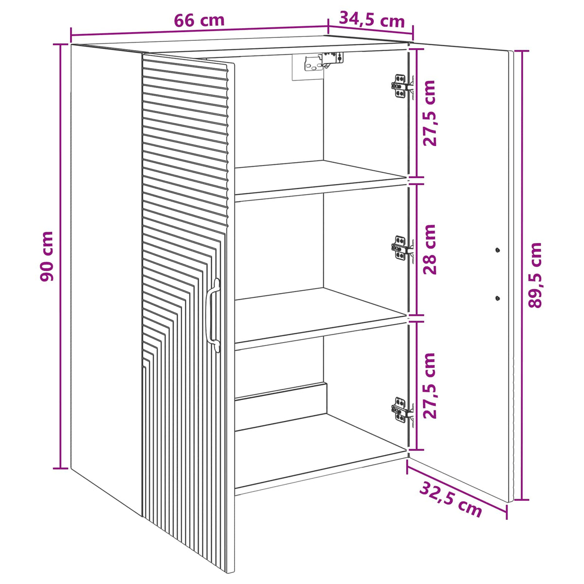 Wall-Mounted Cabinet White 66 x 34.5 x 90 cm Engineered Wood