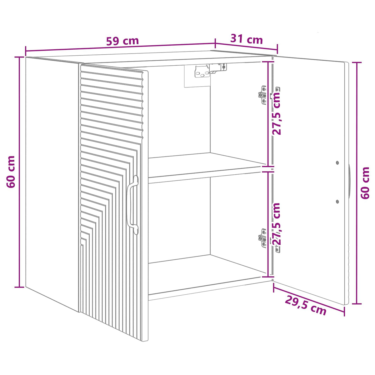 Wall-Mounted Cabinet White 59 x 31 x 60 cm Engineered Wood