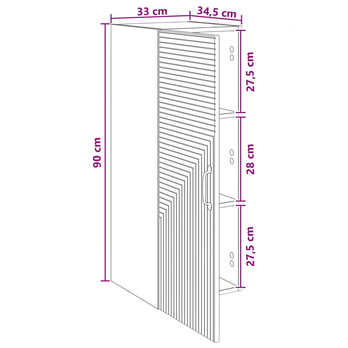 Wall-Mounted Cabinet White 33 x 34.5 x 90 cm Engineered Wood