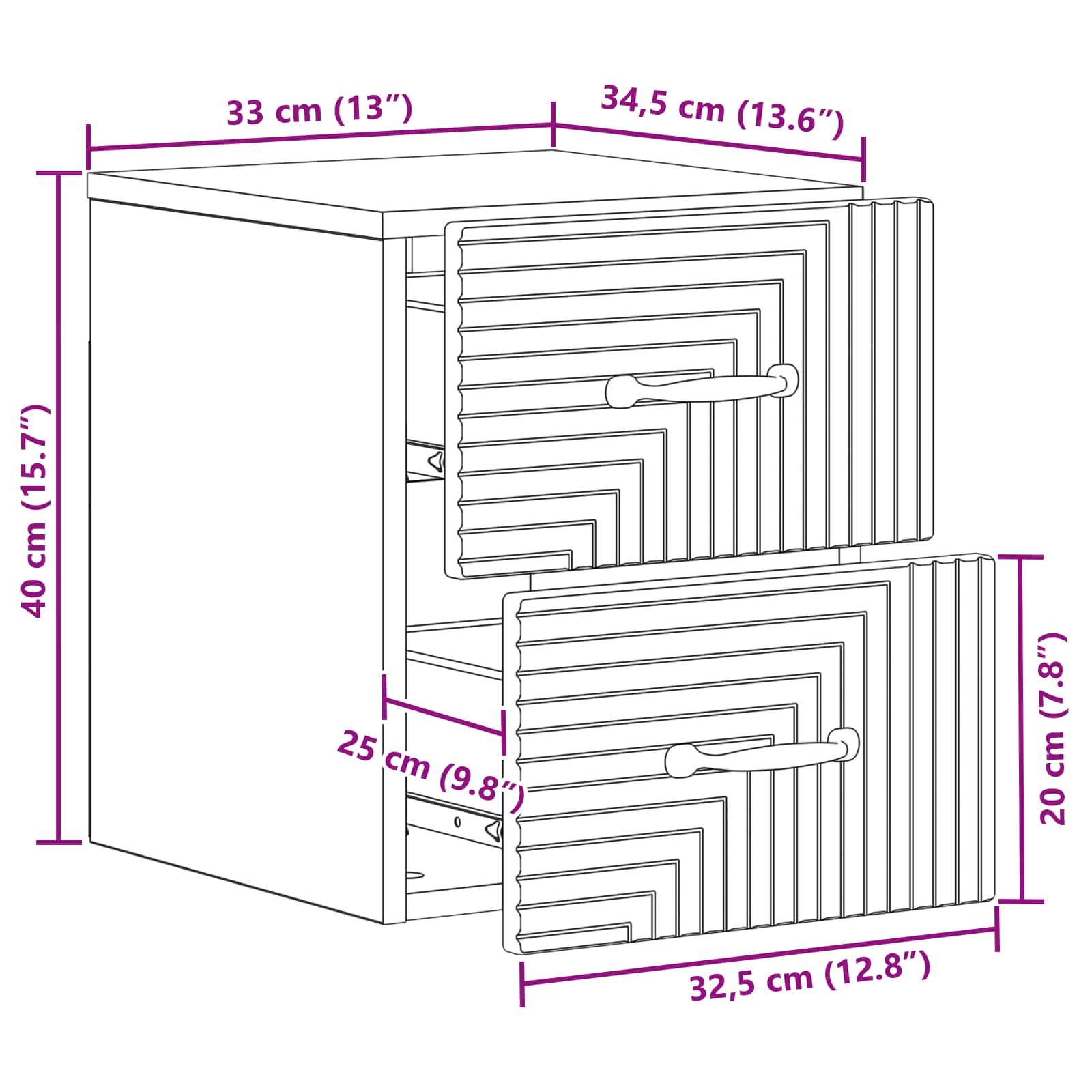 Wall-Mounted Bedside Cabinet White 34.5 x 33 x 40 cm