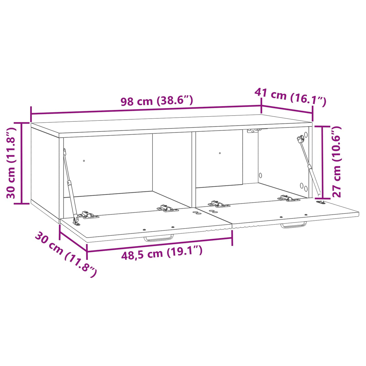 Wall-Mounted TV Cabinet White 98 x 41 x 30 cm Engineered Wood