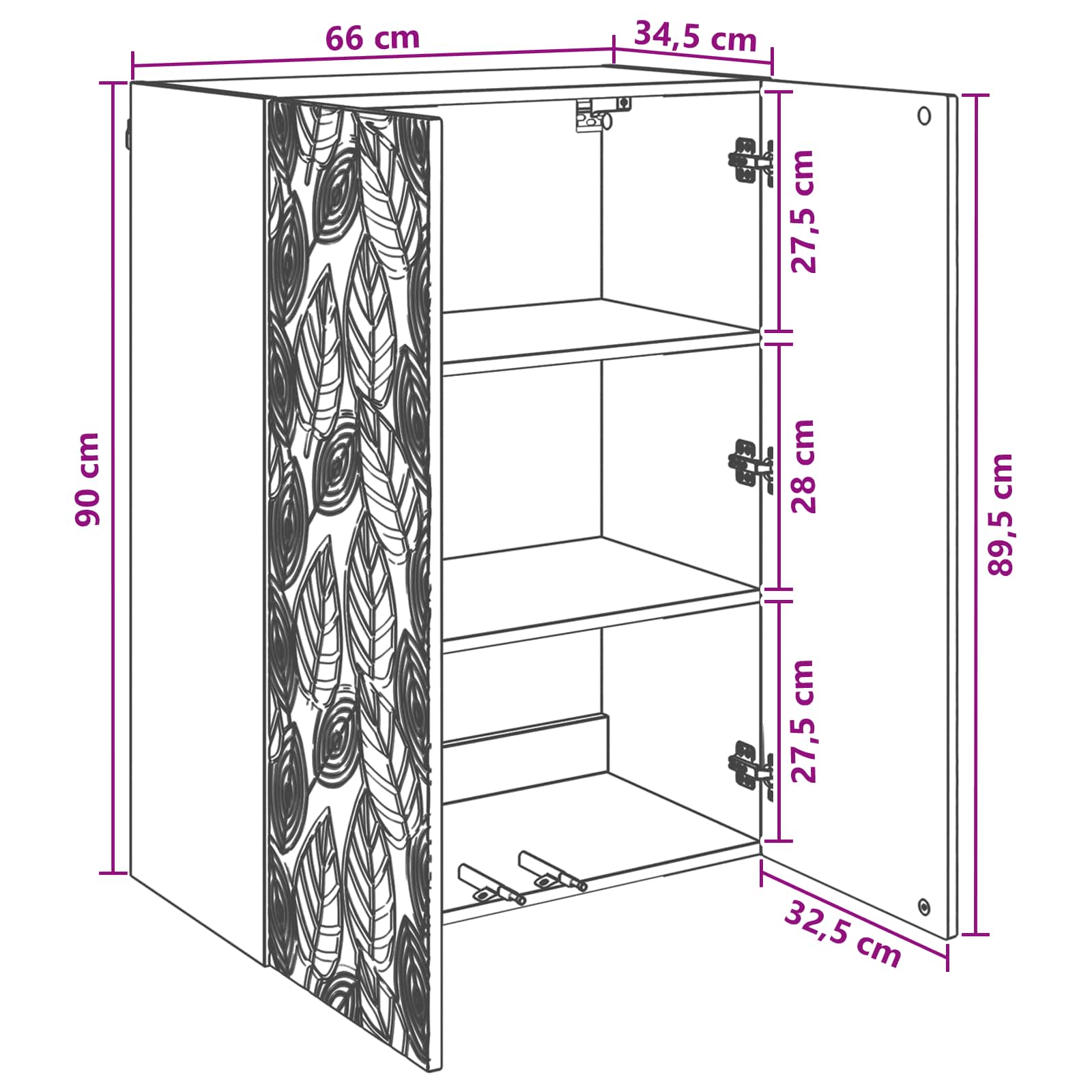 Wall-Mounted Cabinet White 66 x 34.5 x 90 cm Engineered Wood