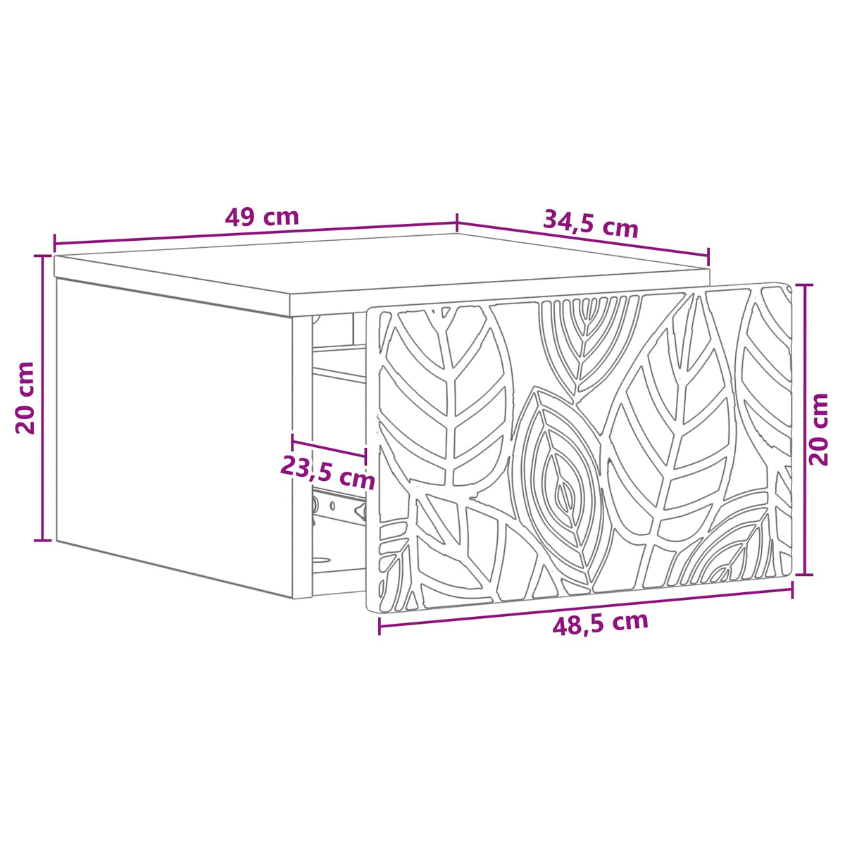 Wall-Mounted Bedside Cabinet White 49 x 34.5 x 20 cm