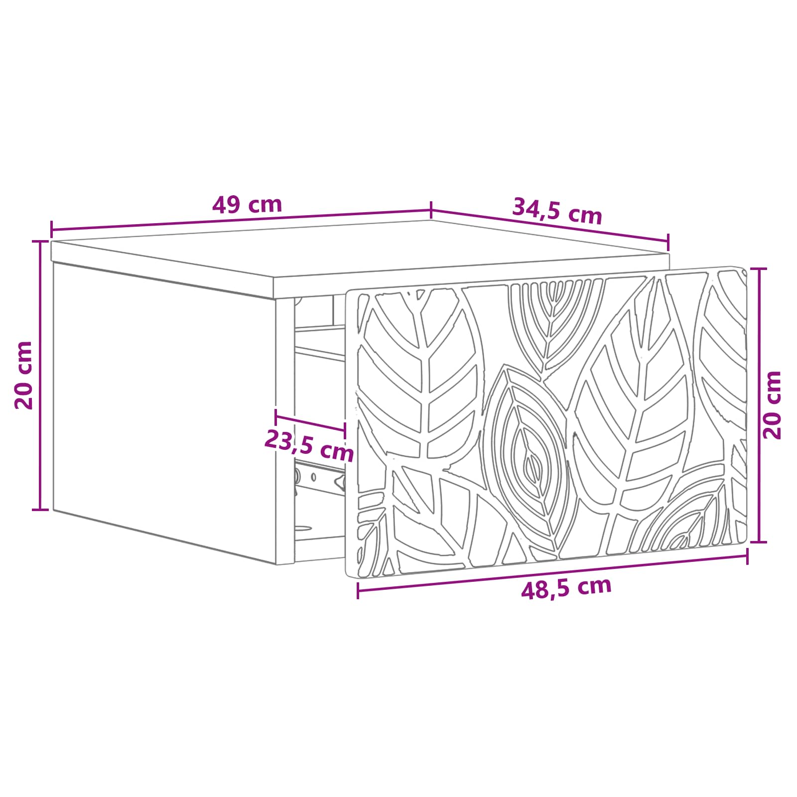 Wall-Mounted Bedside Cabinet White 49 x 34.5 x 20 cm