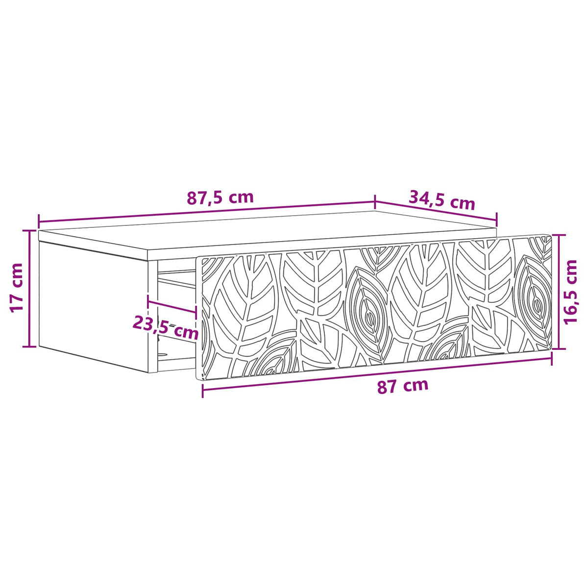 Wall-Mounted Side Table White 87.5 x 34.5 x 17 cm