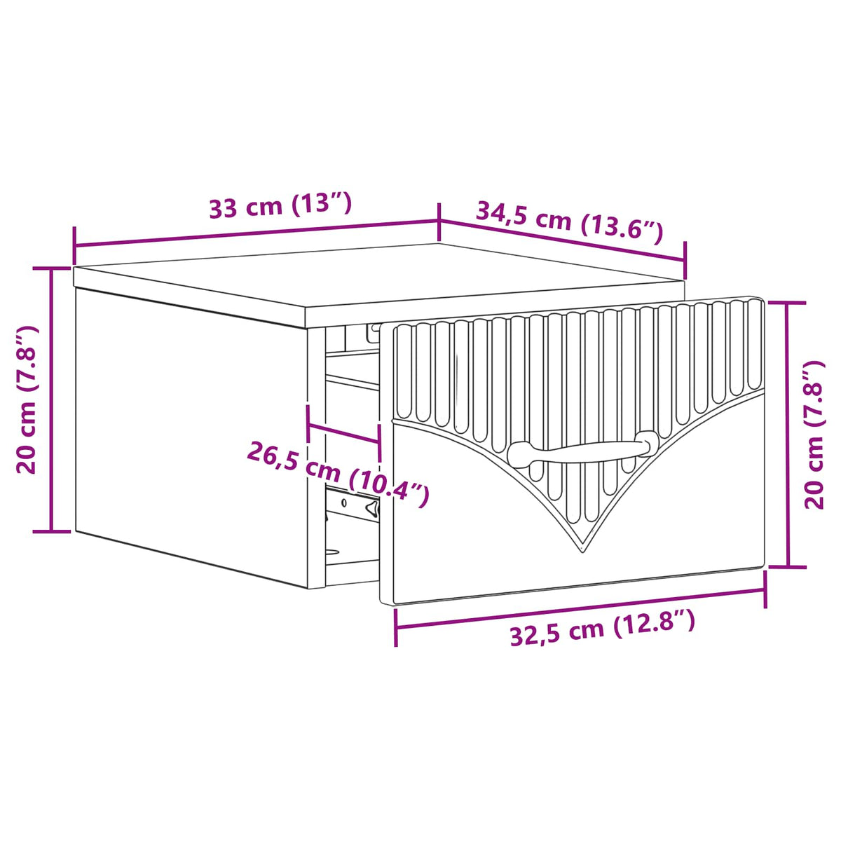 Wall-Mounted Bedside Cabinet White 34.5 x 33 x 20 cm