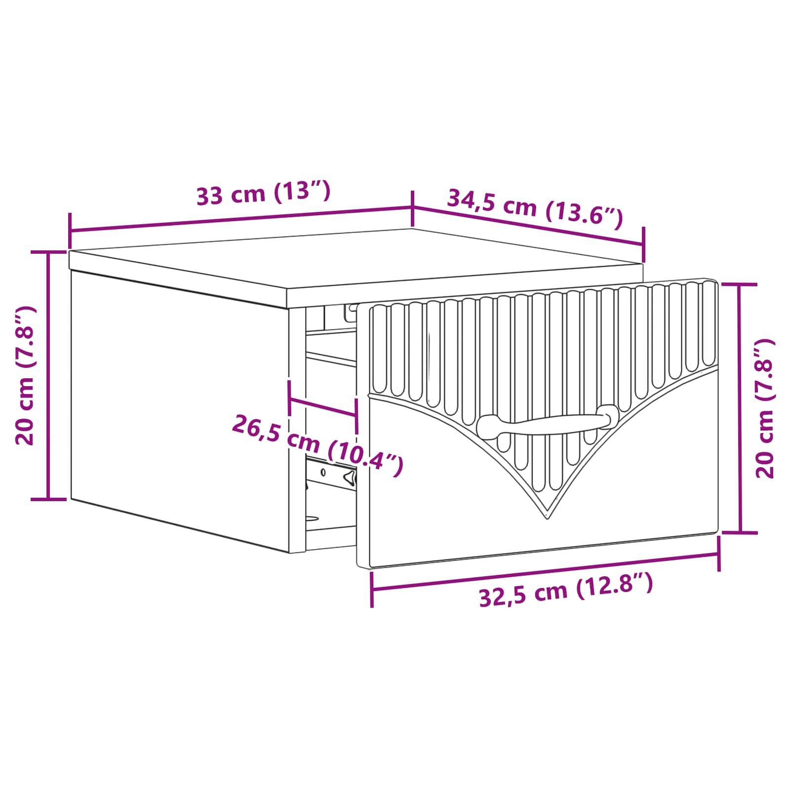 Wall-Mounted Bedside Cabinet White 34.5 x 33 x 20 cm