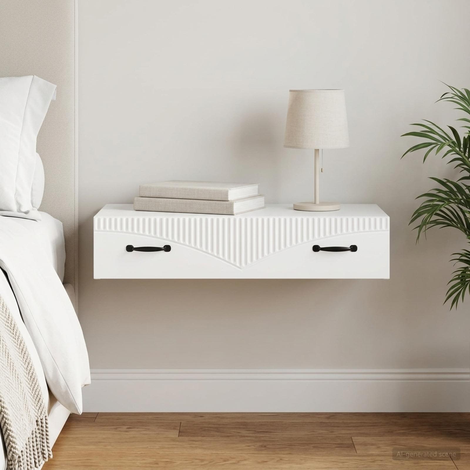 Wall-Mounted Side Table Wall-mounted White 87.5 x 34.5 x 17 cm