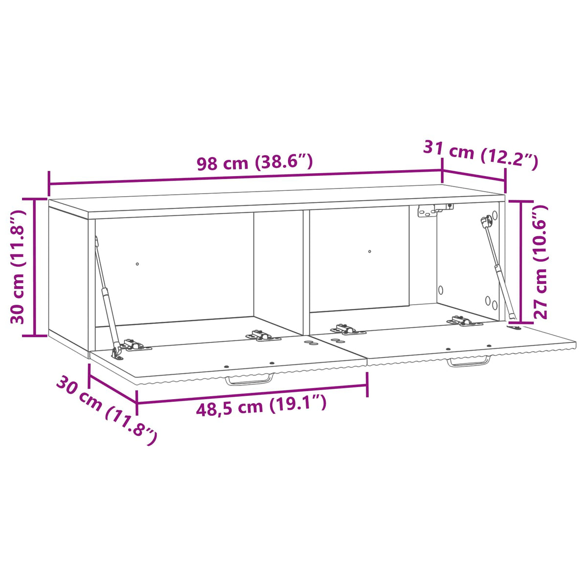 Wall-Mounted TV Cabinet White 98 x 31 x 30 cm Engineered Wood