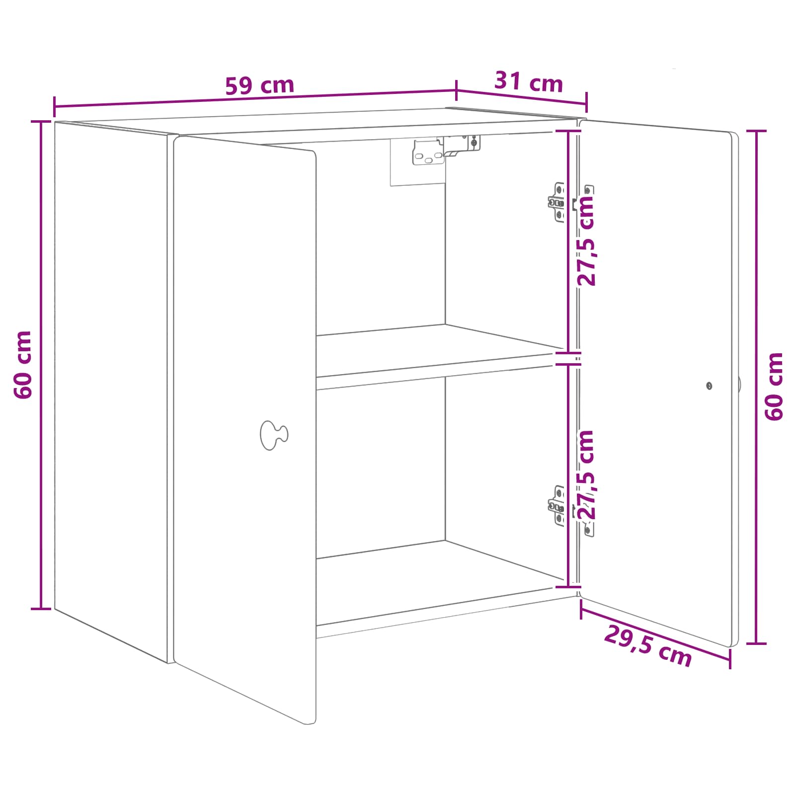 Wall-Mounted Cabinet White 59 x 31 x 60 cm Engineered Wood