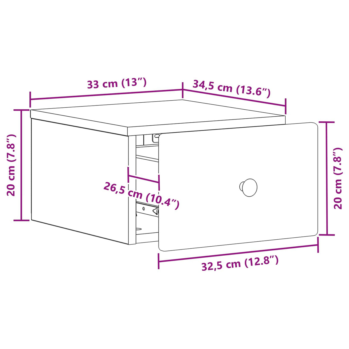 Wall-Mounted Bedside Cabinet White 34.5 x 33 x 20 cm