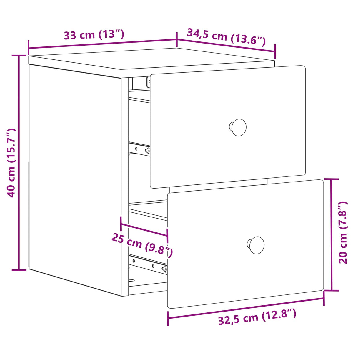 Wall-Mounted Bedside Cabinet White 34.5 x 33 x 40 cm