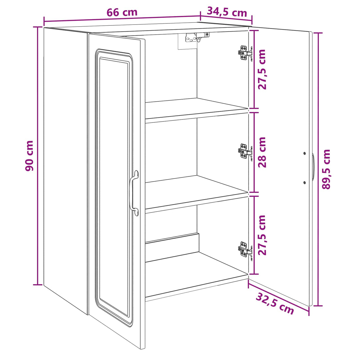 Wall-Mounted Cabinet White 66 x 34.5 x 90 cm Engineered Wood
