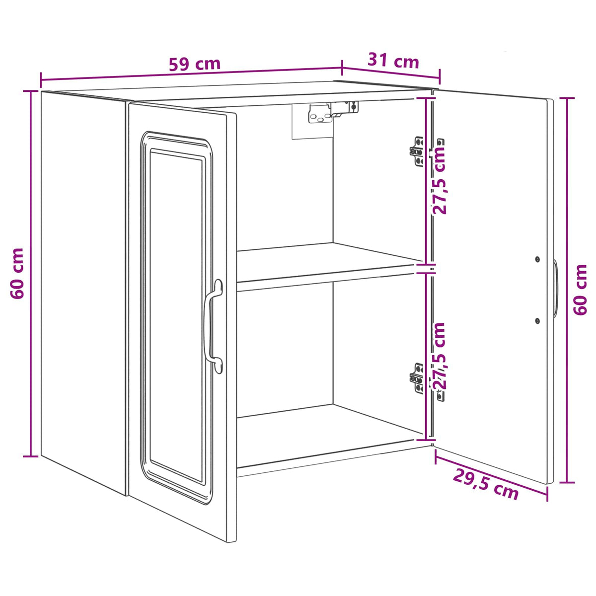 Wall-Mounted Cabinet White 59 x 31 x 60 cm Engineered Wood