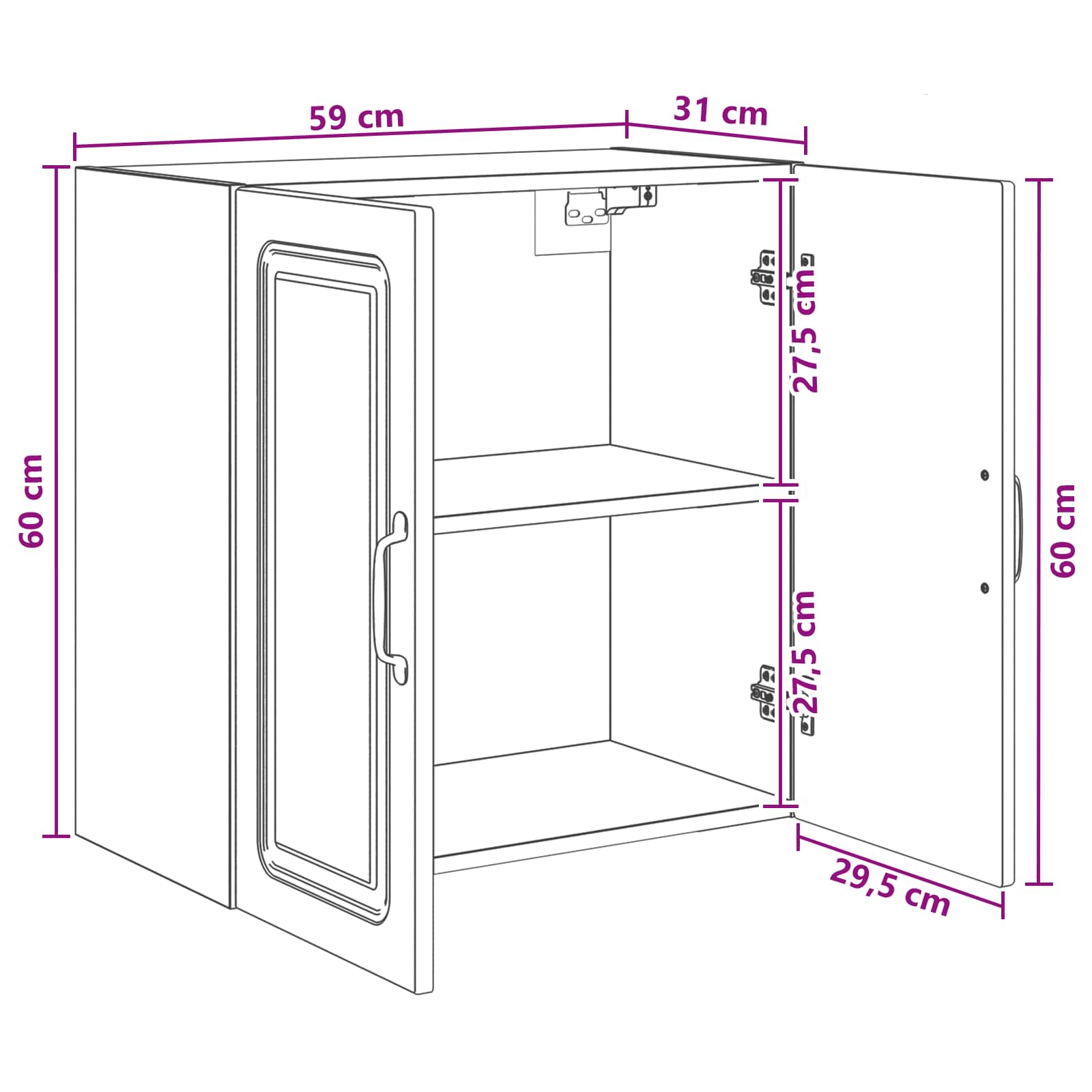 Wall-Mounted Cabinet White 59 x 31 x 60 cm Engineered Wood