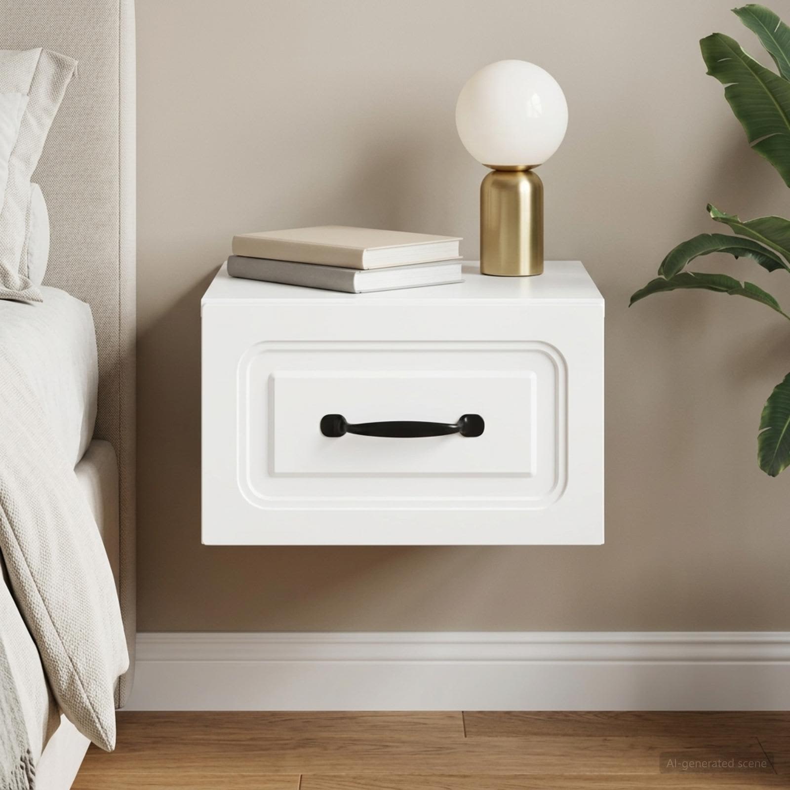 Wall-Mounted Bedside Cabinet White 34.5 x 33 x 20 cm