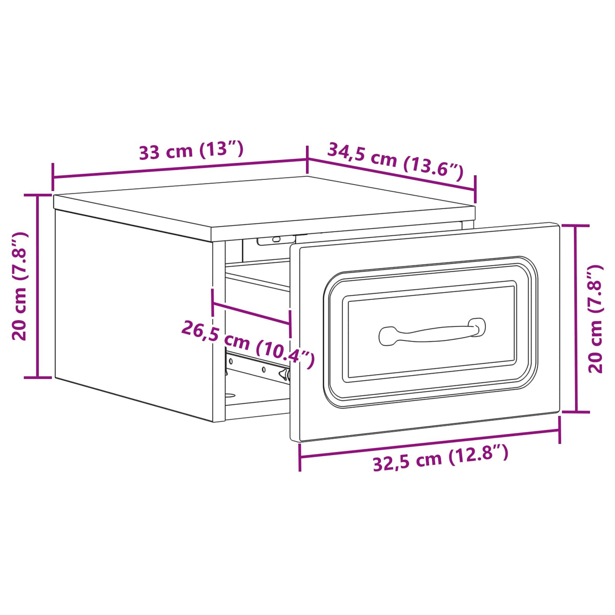Wall-Mounted Bedside Cabinet White 34.5 x 33 x 20 cm