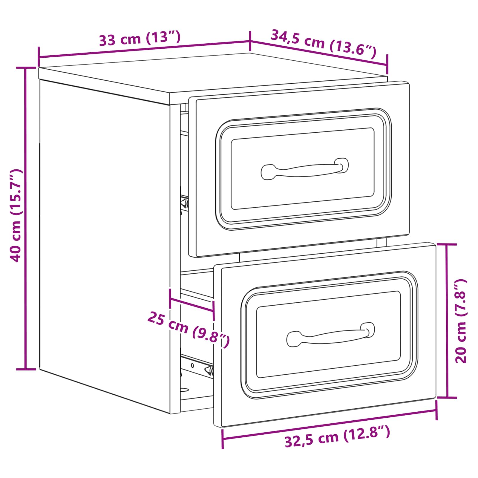 Wall-Mounted Bedside Cabinet White 34.5 x 33 x 40 cm