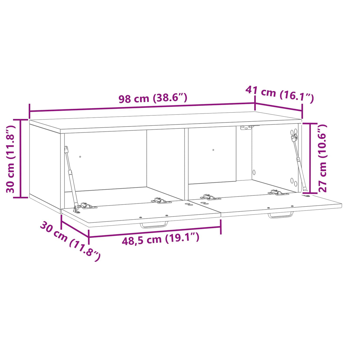 Wall-Mounted TV Cabinet White 98 x 41 x 30 cm Engineered Wood