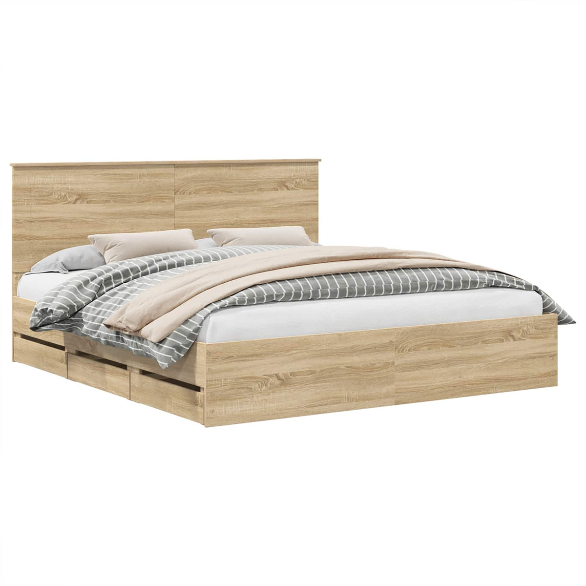 Bed Frame with Drawer Sonoma Oak 180 x 200 cm Engineered Wood