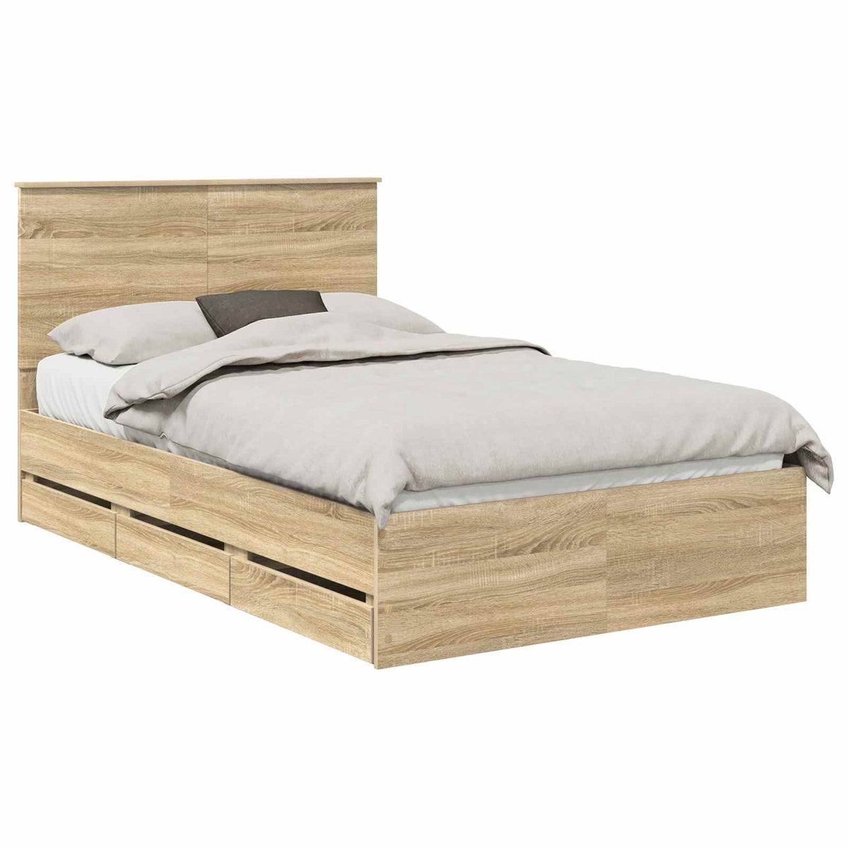 Bed Frame with Drawer Sonoma Oak 135 x 190 cm Engineered Wood