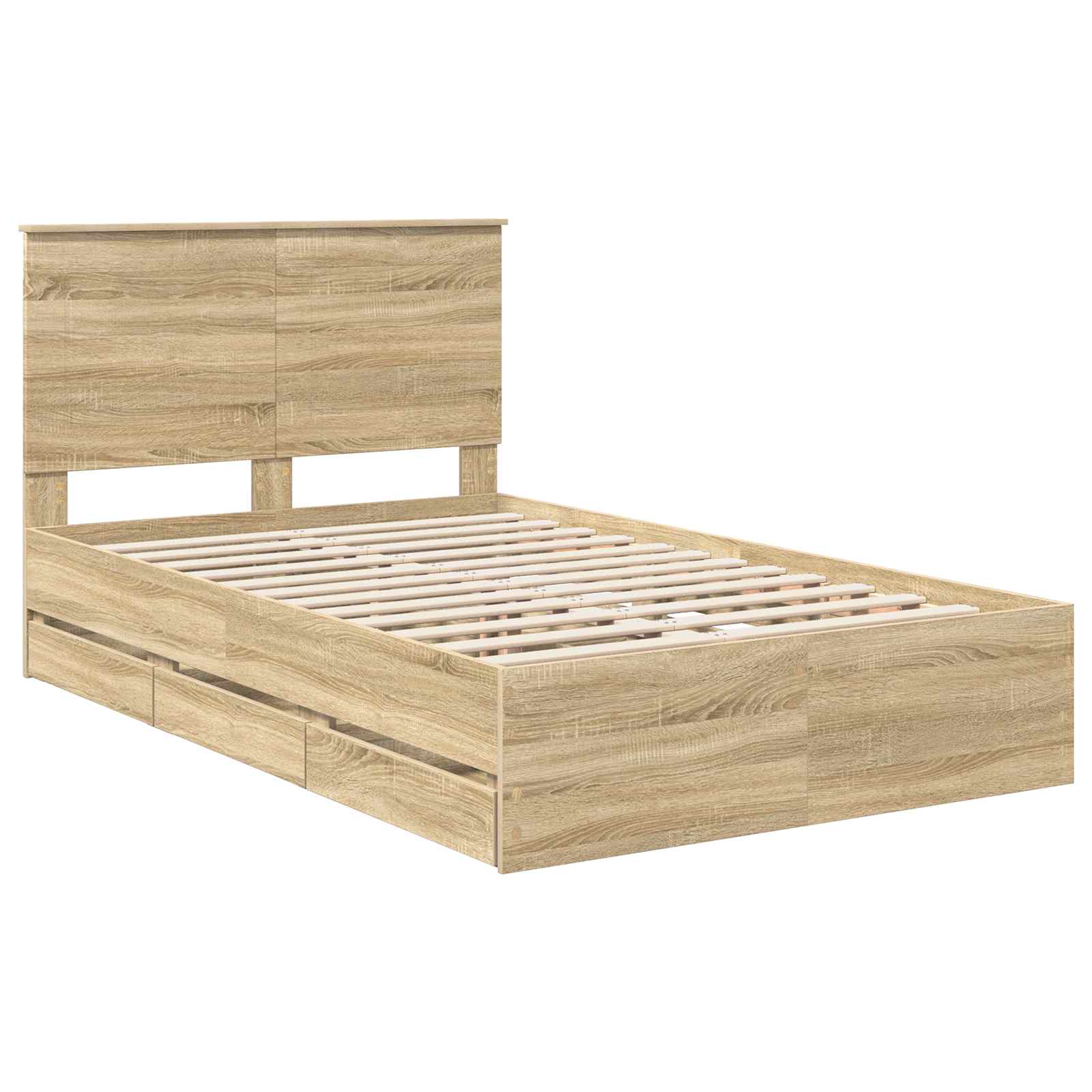 Bed Frame with Drawer Sonoma Oak 135 x 190 cm Engineered Wood