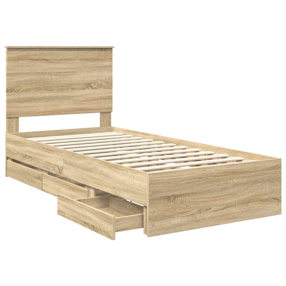 Bed Frame with Drawer Sonoma Oak 90 x 190 cm Engineered Wood