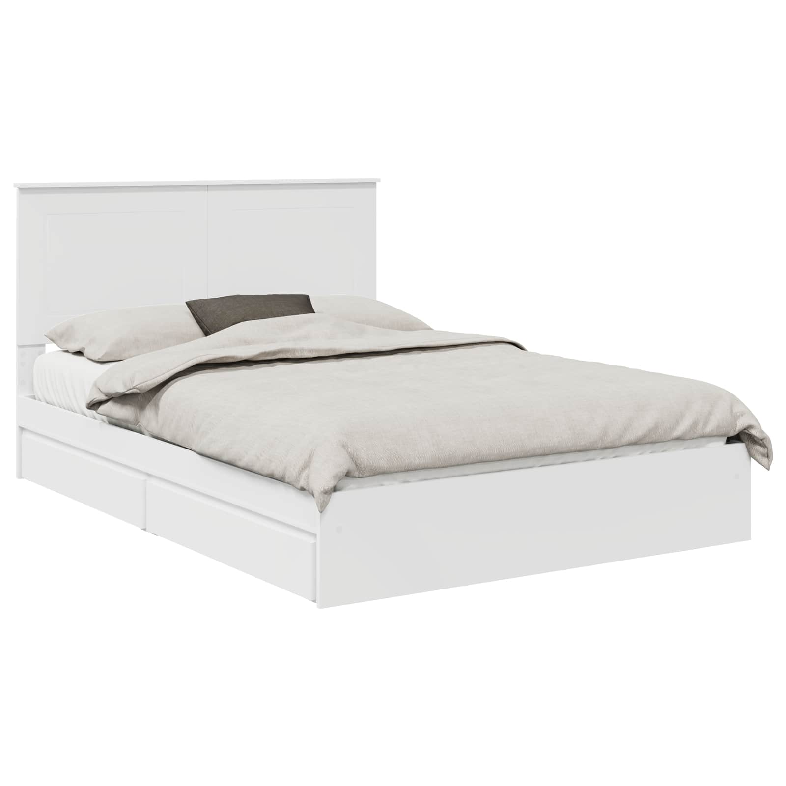 Storage Bed with Headboard White 150 x 200 cm Engineered Wood