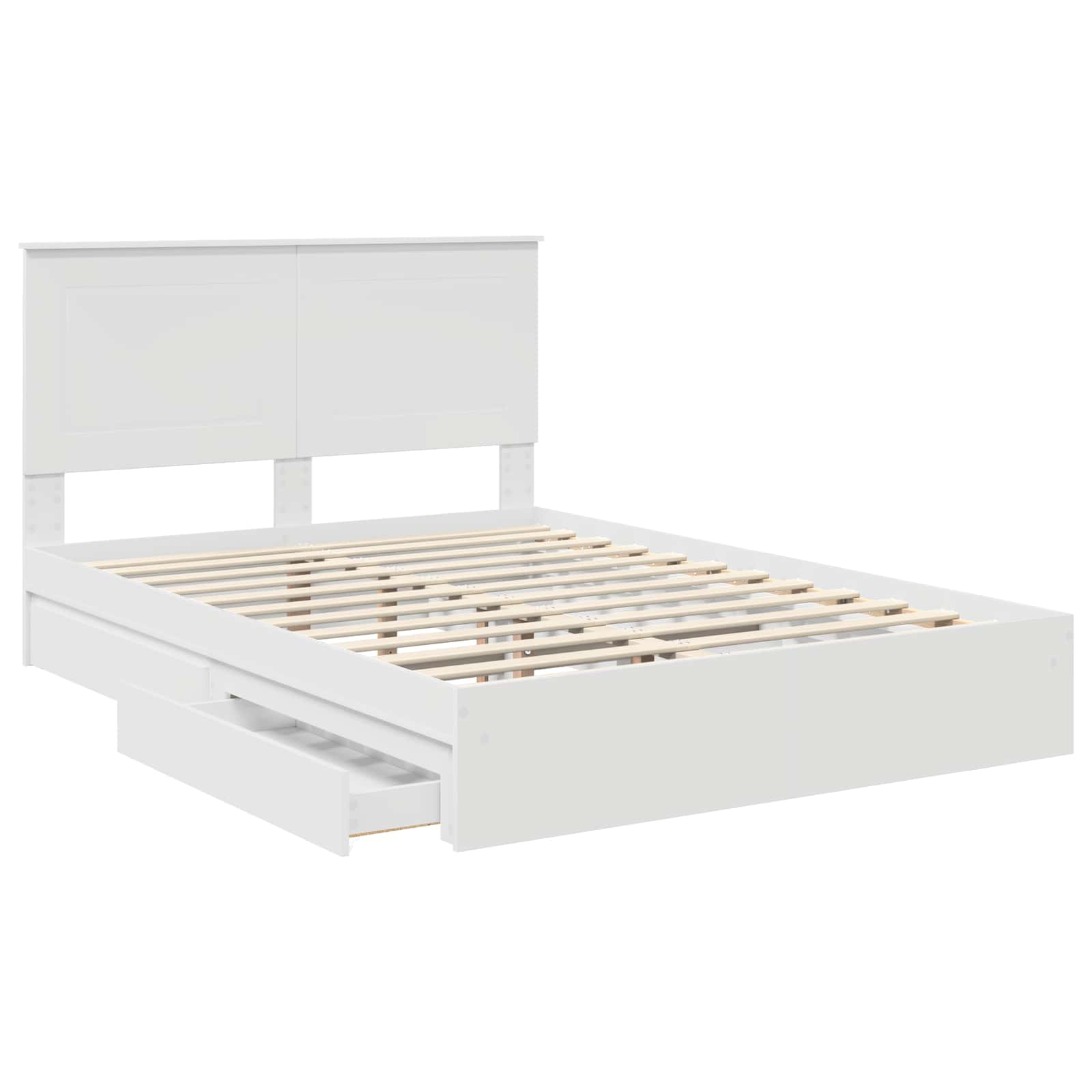 Storage Bed with Headboard White 150 x 200 cm Engineered Wood