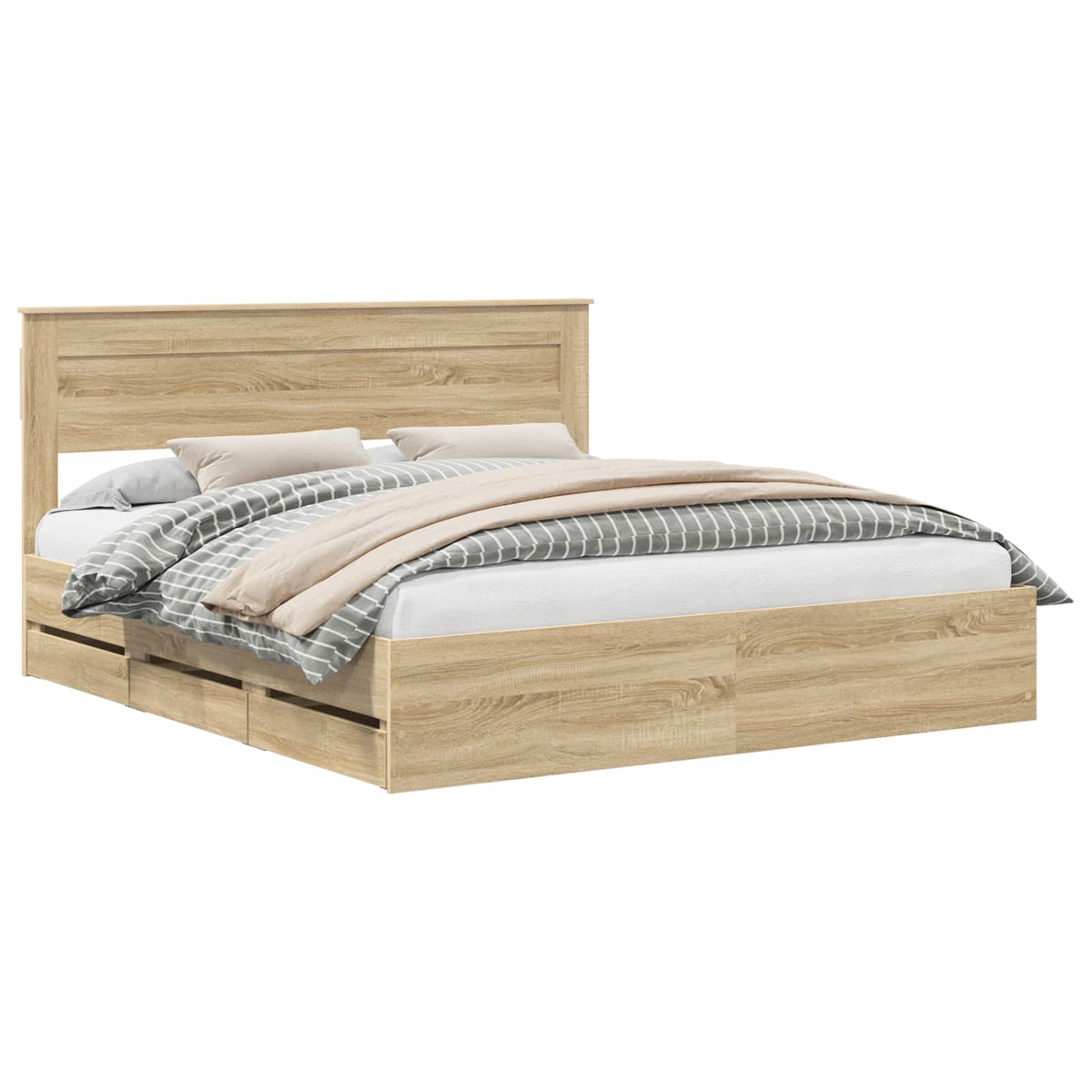Bed Frame with Drawer Sonoma Oak 180 x 200 cm Engineered Wood