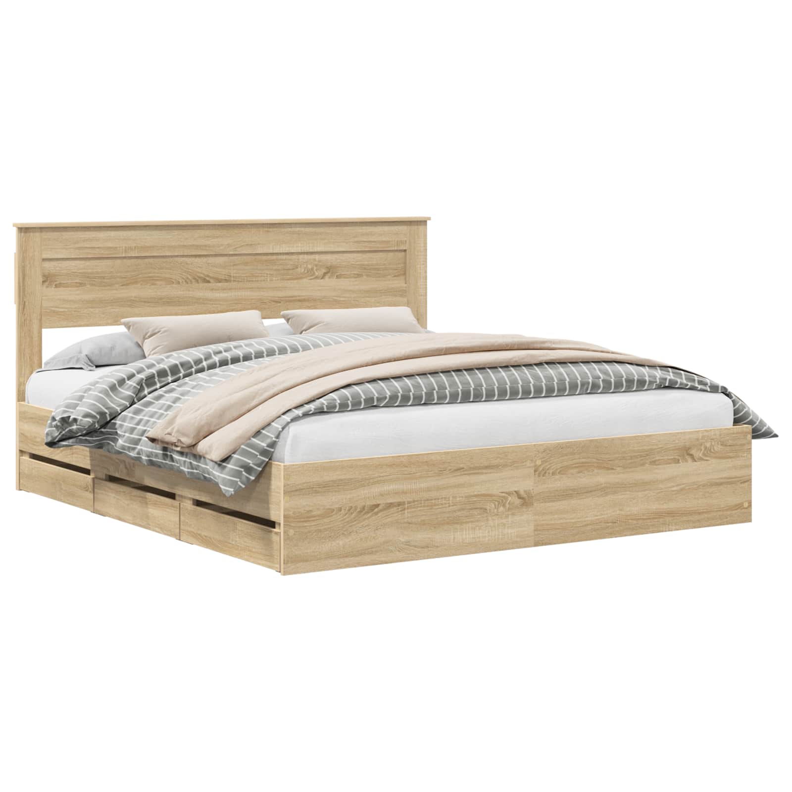 Bed Frame with Drawer Sonoma Oak 180 x 200 cm Engineered Wood