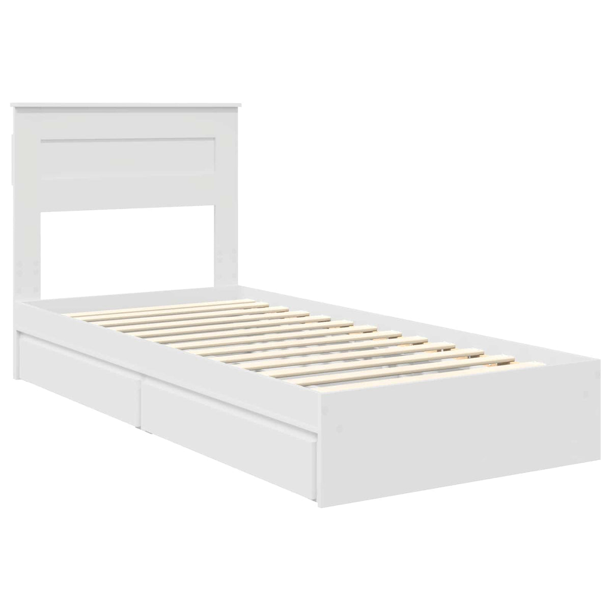 Storage Bed with Headboard White 90 x 190 cm Engineered Wood