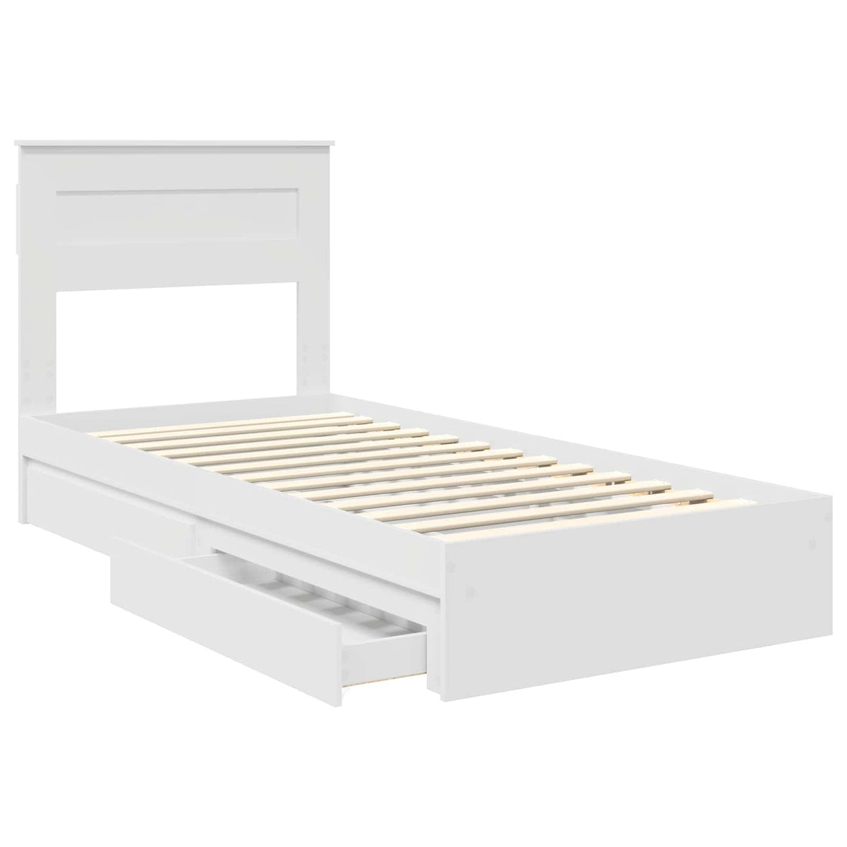 Storage Bed with Headboard White 90 x 190 cm Engineered Wood