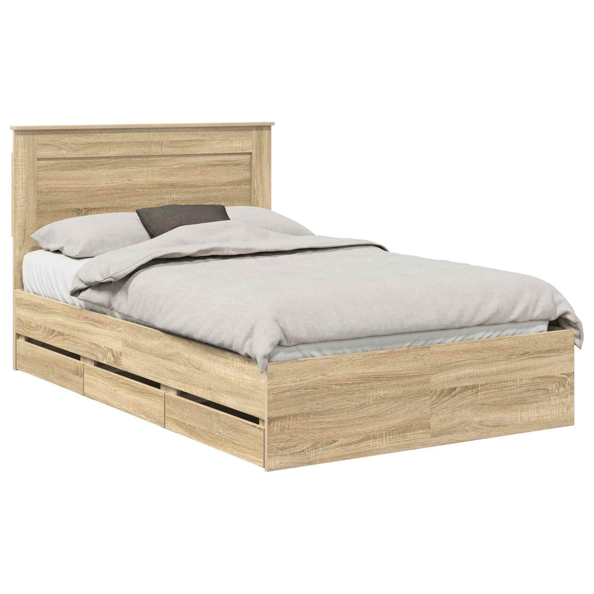 Bed Frame with Drawer Sonoma Oak 135 x 190 cm Engineered Wood