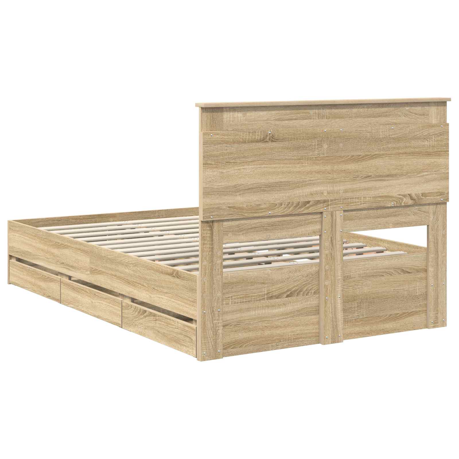 Bed Frame with Drawer Sonoma Oak 135 x 190 cm Engineered Wood