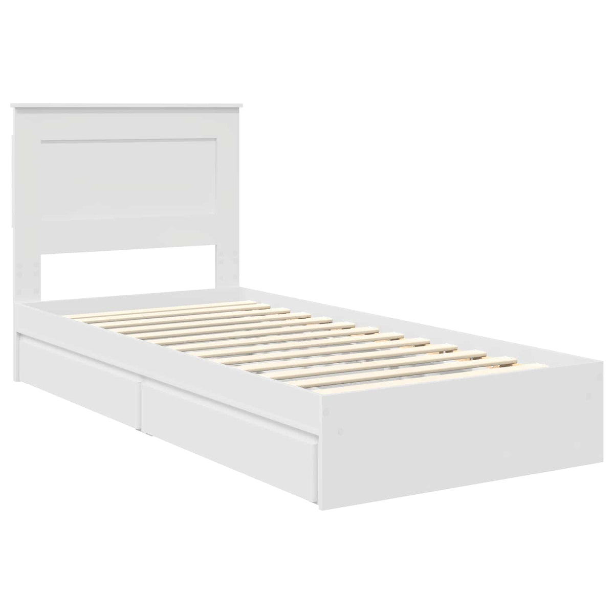 Storage Bed with Headboard White 90 x 190 cm Engineered Wood