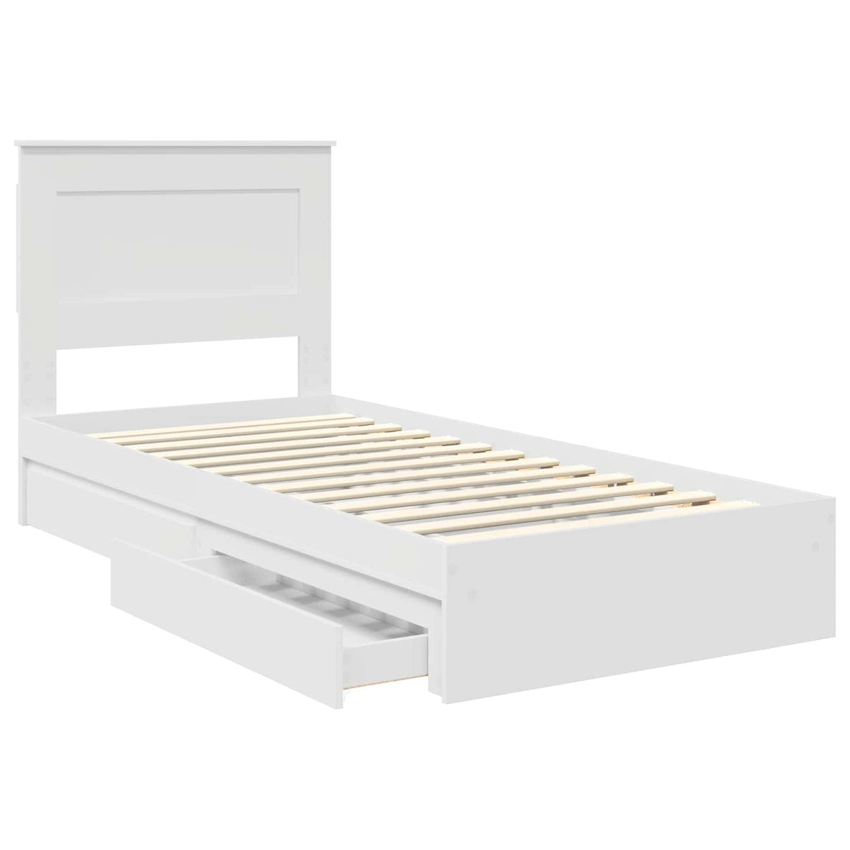 Storage Bed with Headboard White 90 x 190 cm Engineered Wood